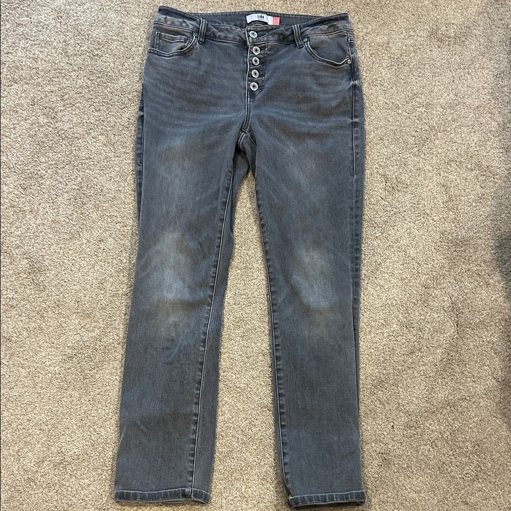 CAbi Women's Button fly gray wash Straight Leg Jeans #4520